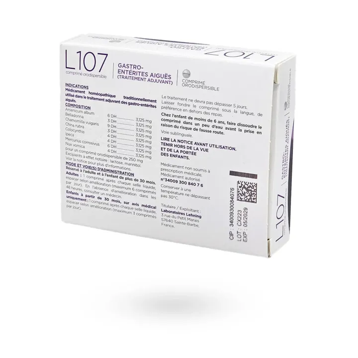 L107 Gastro-entérites aiguës Lehning 40 comprimés orodispersibles | Pharmacie en ligne