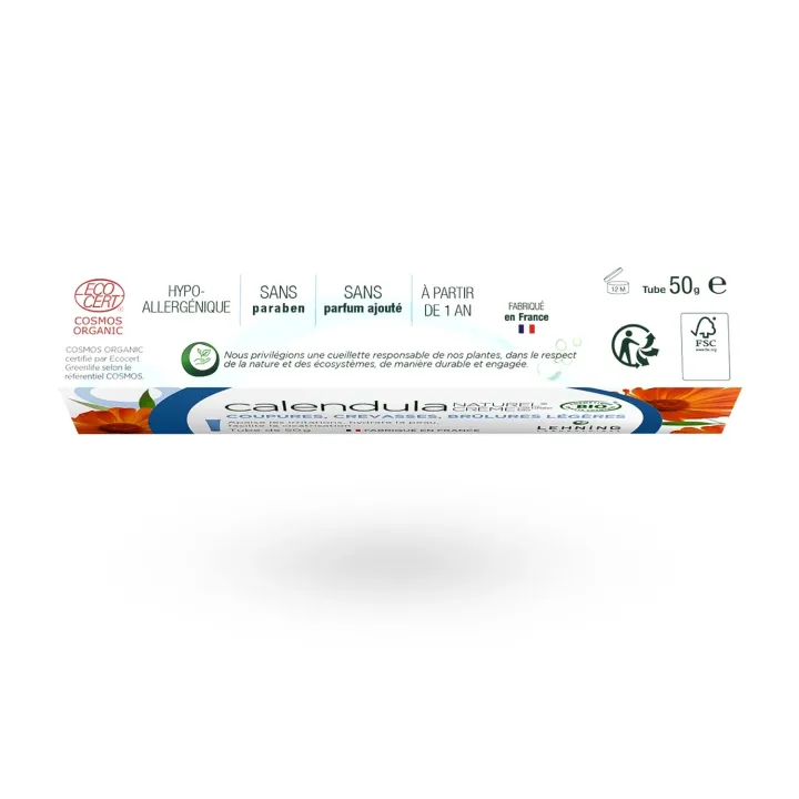 Crème au Calendula naturel BIO Lehning 50 g | Coupures, crevasses & brûlures
