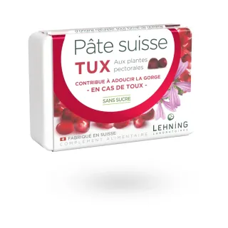 Pâte suisse Tux Lehning maux de gorge et toux 40 gommes sans sucre