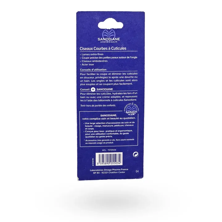 Ciseaux à cuticules courbes Sanodiane – Manucure précise & inox durable | Pharmacie en ligne