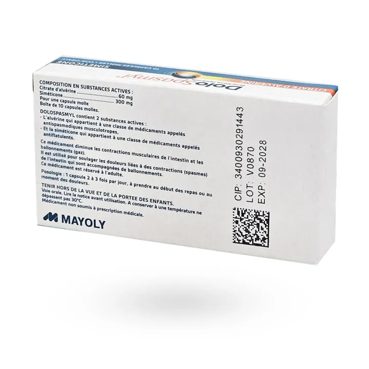 Dolospasmyl 60 mg / 300 mg capsules – Antispasmodique douleurs digestives & ballonnements | Pharmacie en ligne