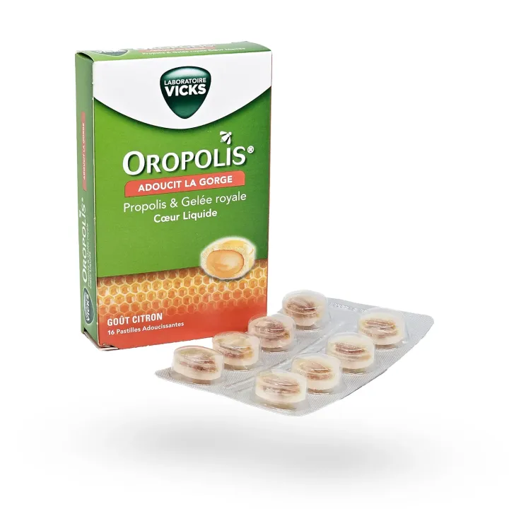 Oropolis Propolis & Gelée Royale goût citron Vicks – Pastilles gorge sans sucres | Pharmacie en ligne