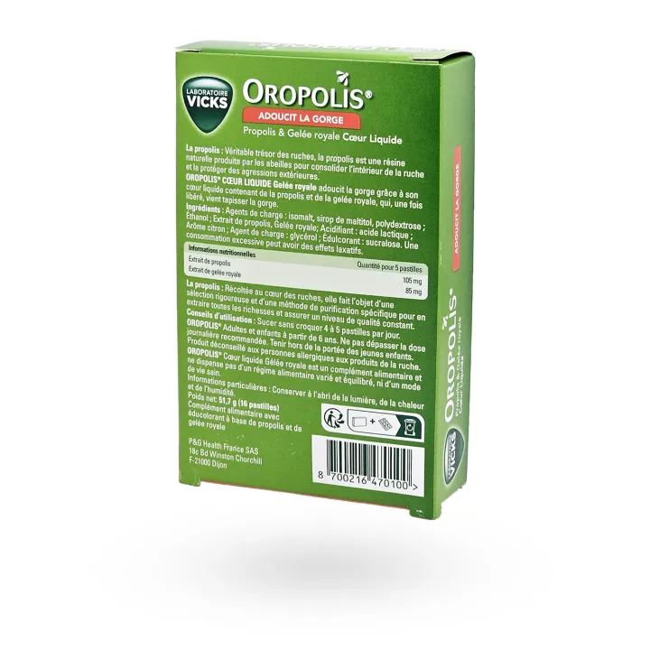 Oropolis Propolis & Gelée Royale goût citron Vicks – Pastilles gorge sans sucres | Pharmacie en ligne