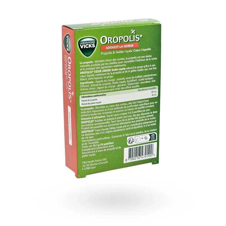 Oropolis Propolis & Gelée Royale goût citron Vicks – Pastilles gorge sans sucres | Pharmacie en ligne