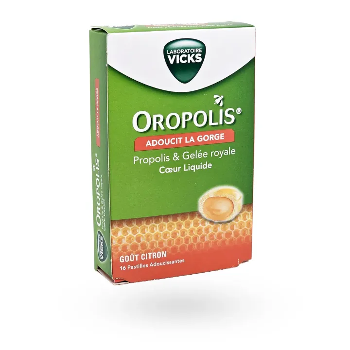 Oropolis coeur liquide Propolis & Gelée royale Vicks 16 pastilles citron