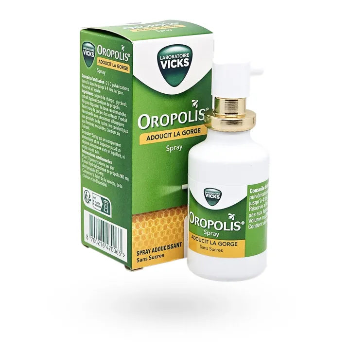 Oropolis spray adoucissant pour la gorge Vicks à la Propolis sans sucre 20 ml | Pharmacie en ligne
