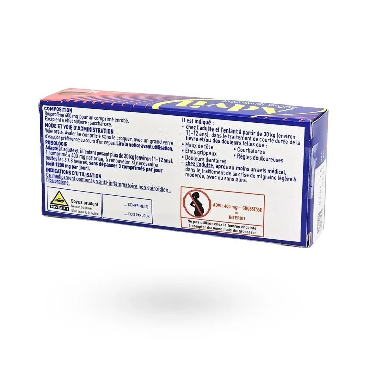 Advil 400 mg Ibuprofène – Douleurs, Fièvre, Migraine | Pharmacie en Ligne