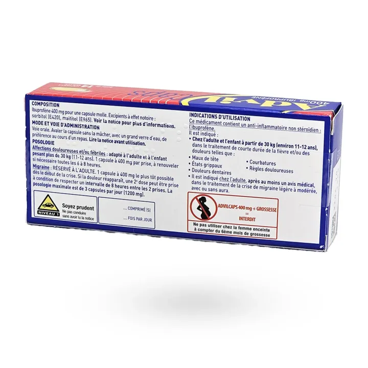 AdvilCaps 400 mg Ibuprofène – Douleurs & Fièvre | Pharmacie en Ligne