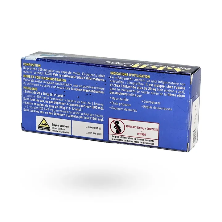 AdvilCaps 200 mg - Douleurs & Fièvre dès 6 ans | Pharmacie en ligne