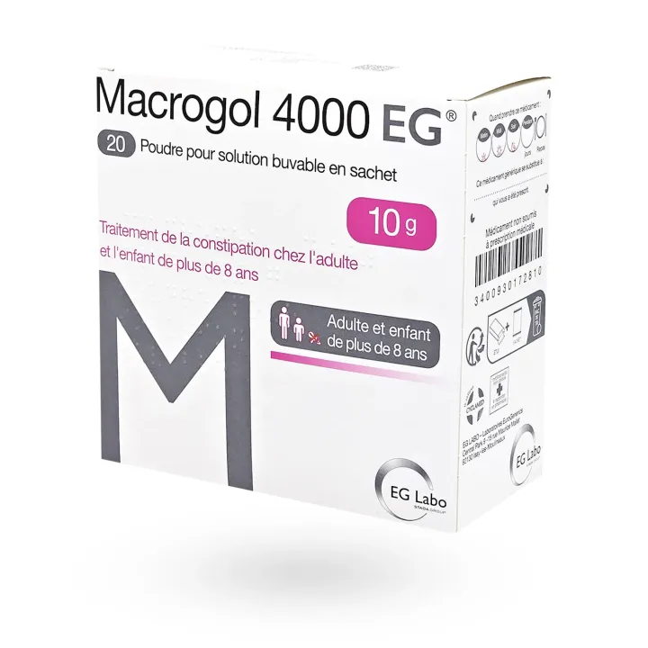Macrogol 4000 EG 10 g 20 sachets – Laxatif osmotique constipation | Pharmacie en ligne