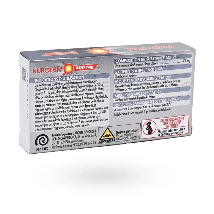 Nurofen Ibuprofène 400 mg Comprimés – Douleurs, Fièvre & Migraine | Pharmacie en Ligne