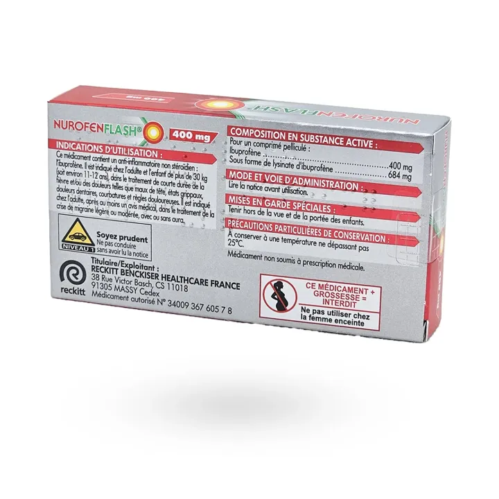 Nurofenflash Ibuprofène 400 mg – Action Rapide Douleurs et Fièvre | Pharmacie en Ligne