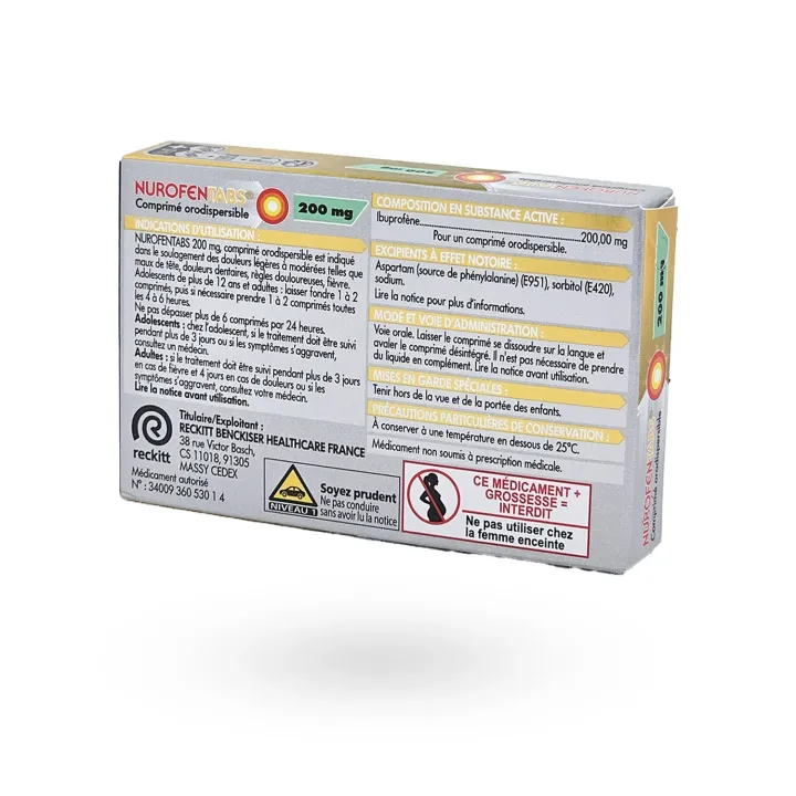 Nurofentabs 200 mg Orodispersible Ibuprofène – Douleurs et Fièvre | Pharmacie en Ligne