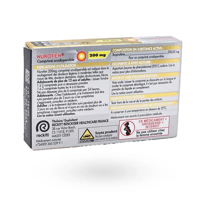 Nurofen 200 mg Orodispersible Goût Citron – Douleurs et Fièvre | Pharmacie en Ligne