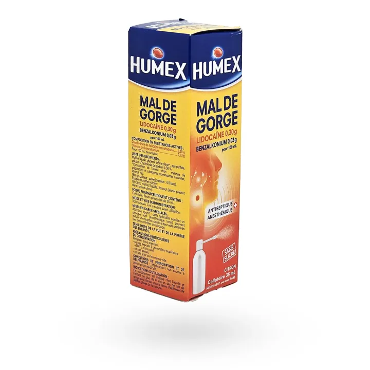 Humex Mal de Gorge Lidocaïne Collutoire Citron 35 ml | Pharmacie en ligne