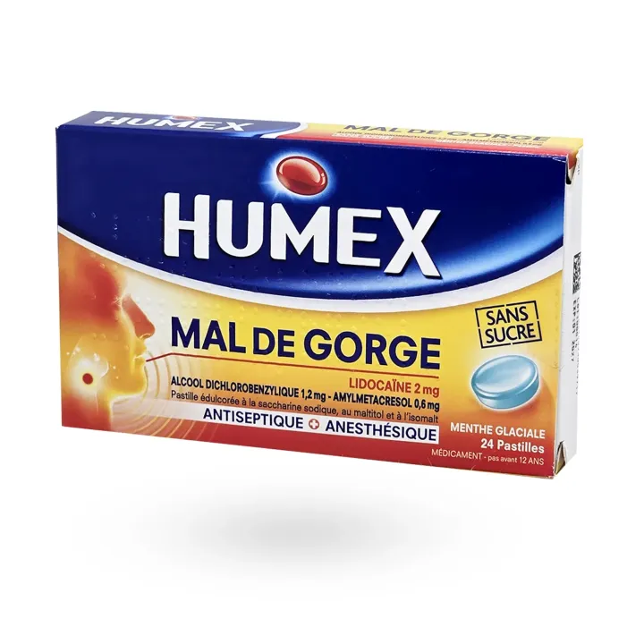 Humex Mal de Gorge Lidocaïne 2 mg Pastilles Menthe Sans Sucre | Pharmacie en ligne