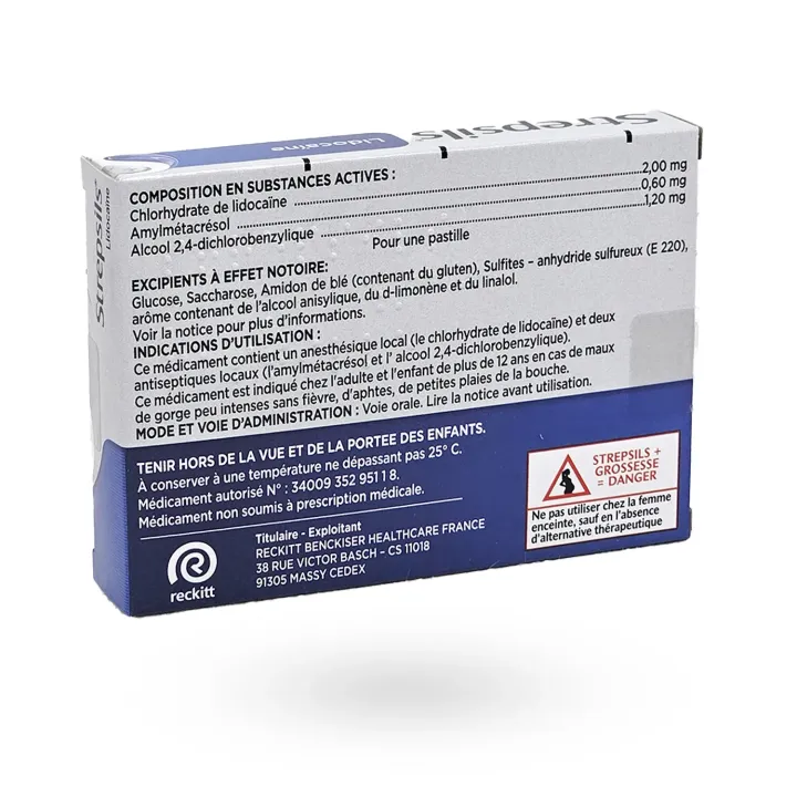 Strepsils lidocaïne maux de gorge aphtes 24 pastilles à sucer | Pharmacie en ligne