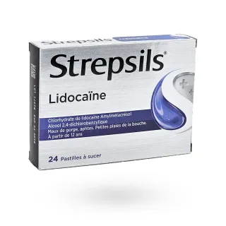 Strepsils Lidocaïne 24 pastilles à sucer maux de gorge