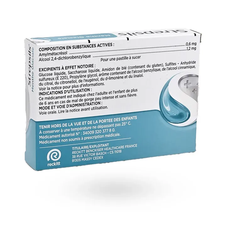 Strepsils menthe glaciale maux de gorge 24 pastilles à sucer | Pharmacie en ligne