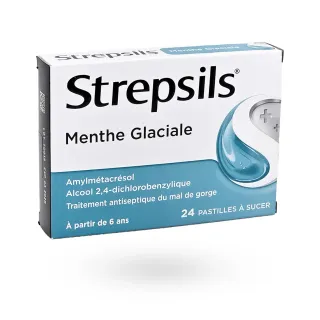 Strepsils menthe glaciale 24 pastilles à sucer