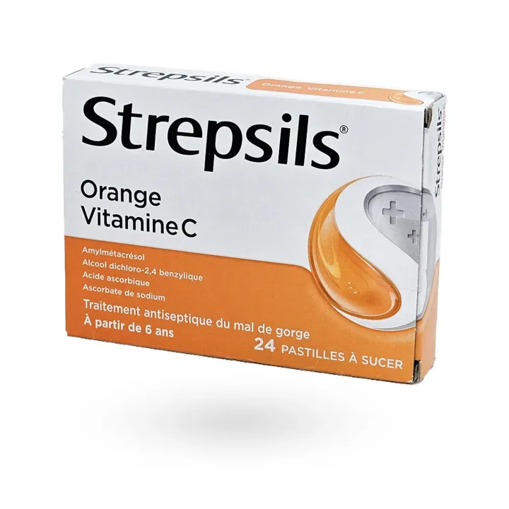 Strepsils Orange Vitamine C 24 pastilles à sucer maux de gorge | Pharmacie en ligne
