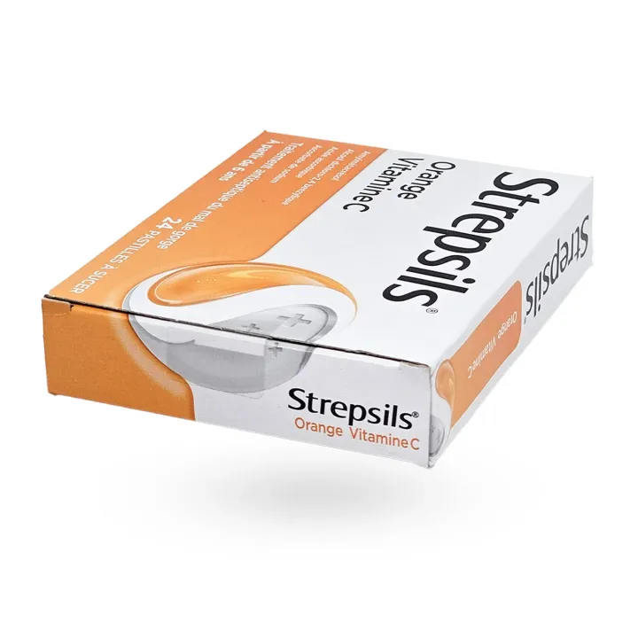 Strepsils Orange Vitamine C 24 pastilles à sucer maux de gorge | Pharmacie en ligne