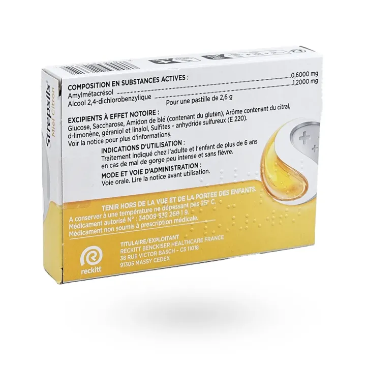 Strepsils miel citron maux de gorge 24 pastilles à sucer | Pharmacie en ligne