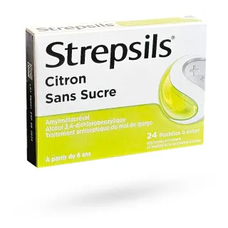 Strepsils Citron sans sucre 24 pastilles à sucer