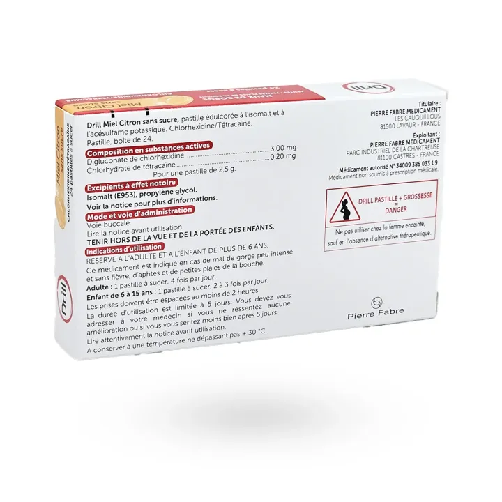 Drill Maux de Gorge Miel Citron sans sucre – Pastilles apaisantes | Pharmacie en ligne