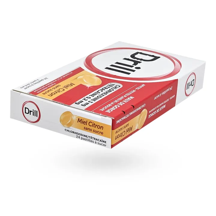 Drill Maux de Gorge Miel Citron sans sucre – Pastilles apaisantes | Pharmacie en ligne