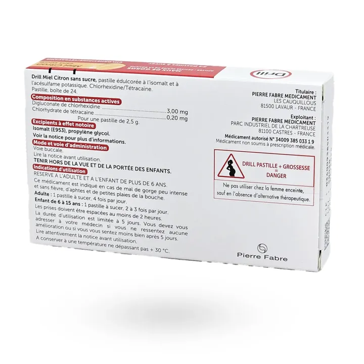 Drill Maux de Gorge Miel Citron sans sucre – Pastilles apaisantes | Pharmacie en ligne