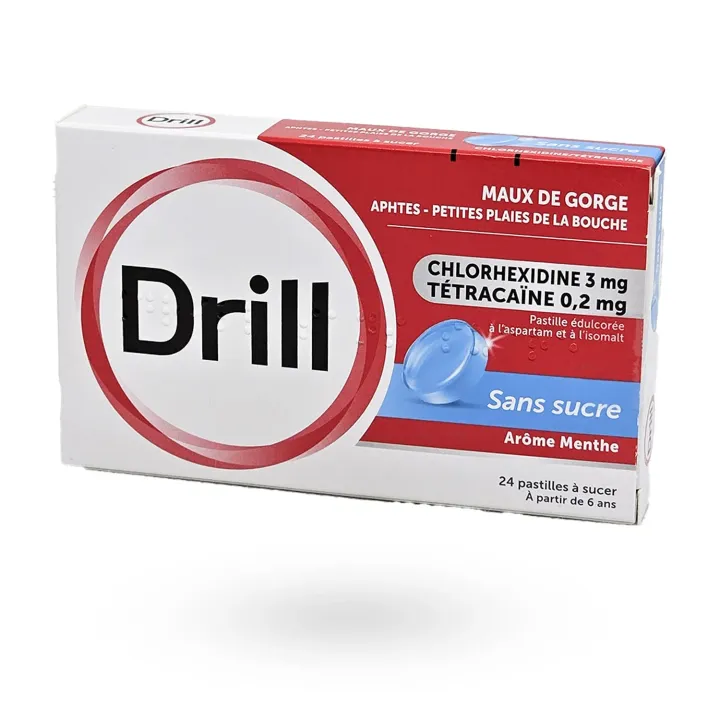 Drill Pastilles Sans Sucre – Maux de gorge et aphtes | Pharmacie en ligne