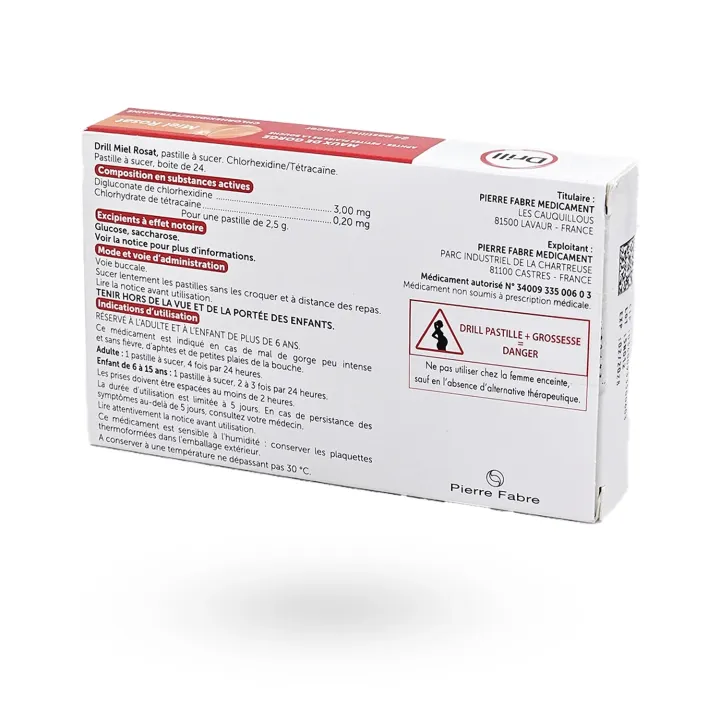 Drill Pastilles Miel Rosat – Maux de gorge et aphtes | Pharmacie en ligne