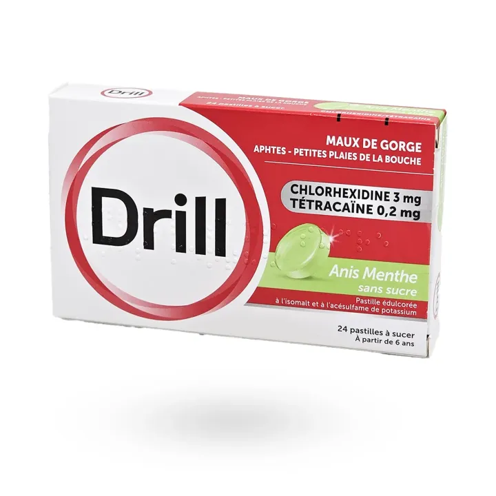 Drill Pastilles sans sucre anis menthe – Maux de gorge | Pharmacie en ligne
