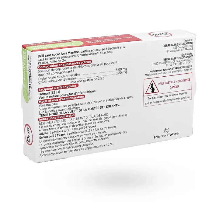 Drill Pastilles sans sucre anis menthe – Maux de gorge | Pharmacie en ligne