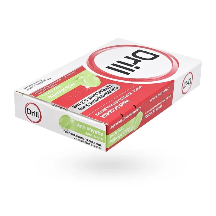 Drill Pastilles sans sucre anis menthe – Maux de gorge | Pharmacie en ligne