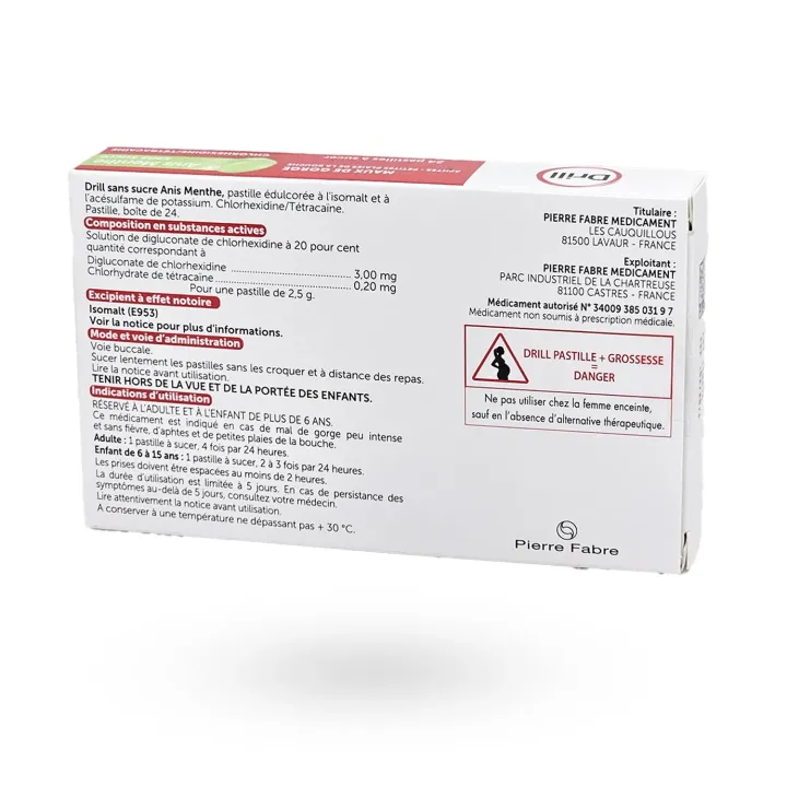 Drill Pastilles sans sucre anis menthe – Maux de gorge | Pharmacie en ligne