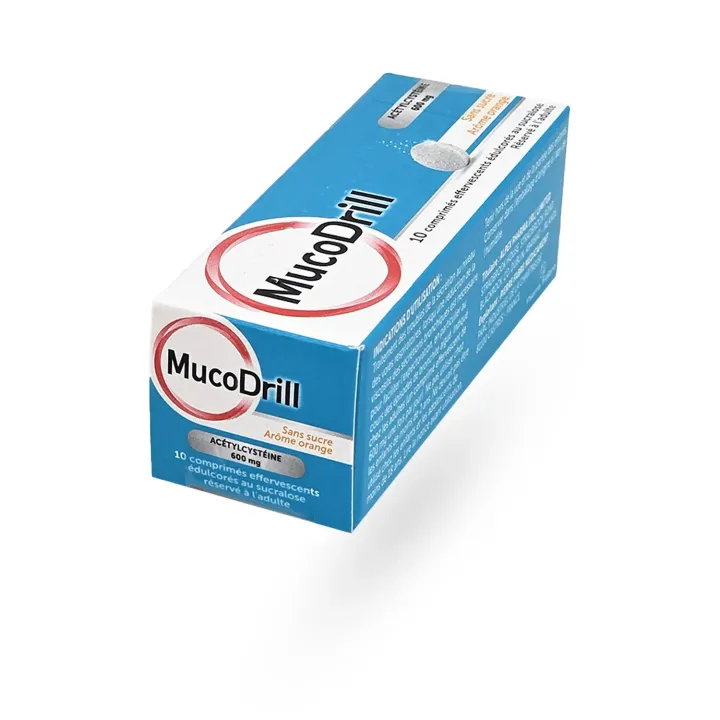 MucoDrill 600 mg sans sucre (acétylcystéine) – Toux grasse & mucus | Pharmacie en ligne