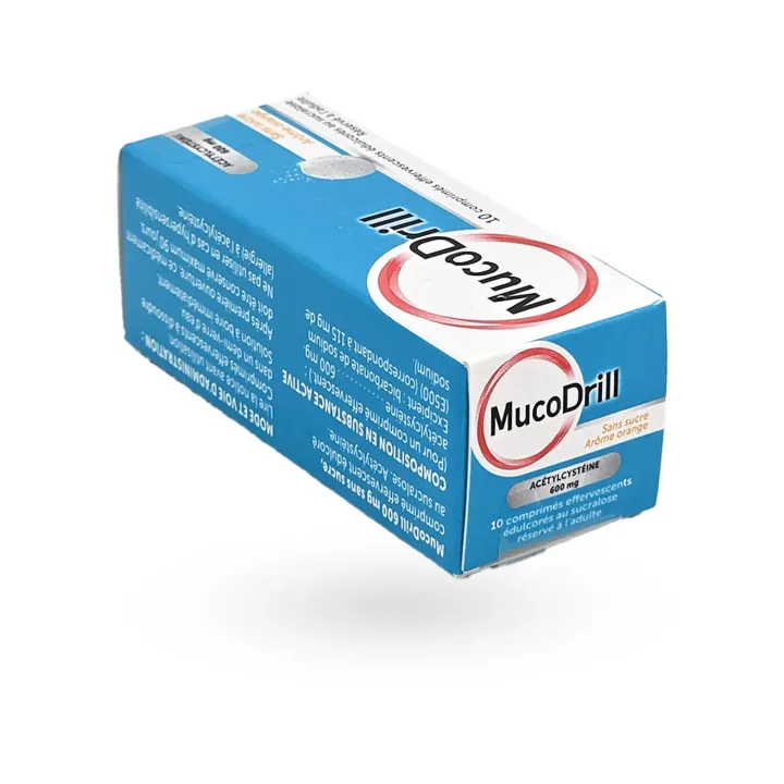 MucoDrill 600 mg sans sucre (acétylcystéine) – Toux grasse & mucus | Pharmacie en ligne