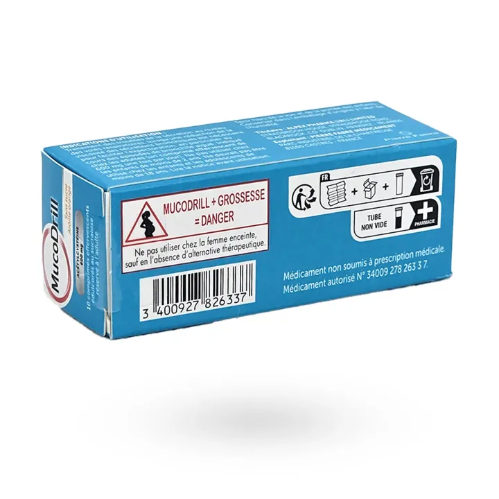 MucoDrill 600 mg sans sucre (acétylcystéine) – Toux grasse & mucus | Pharmacie en ligne