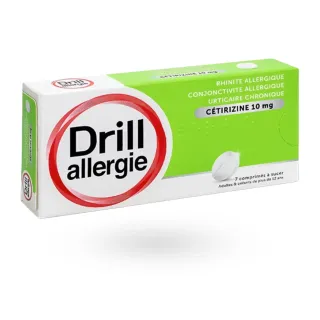 Drill Allergie Cétirizine 10 mg 7 comprimés à sucer