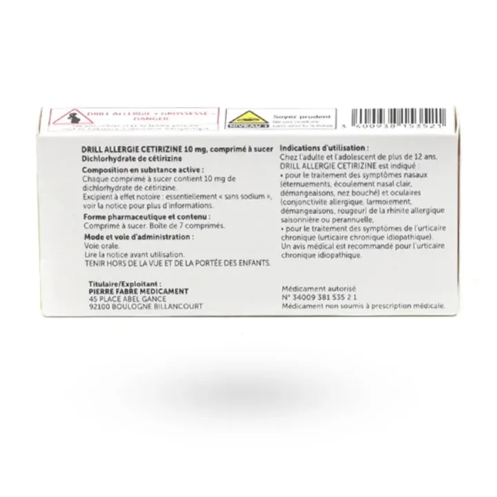 Drill Allergie Cétirizine 10 mg – Traitement Allergies | Pharmacie en ligne
