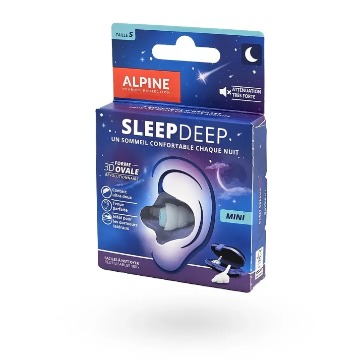 Alpine SleepDeep MINI taille S – Bouchons d’oreilles sommeil anti-bruit 27 dB | Pharmacie en ligne