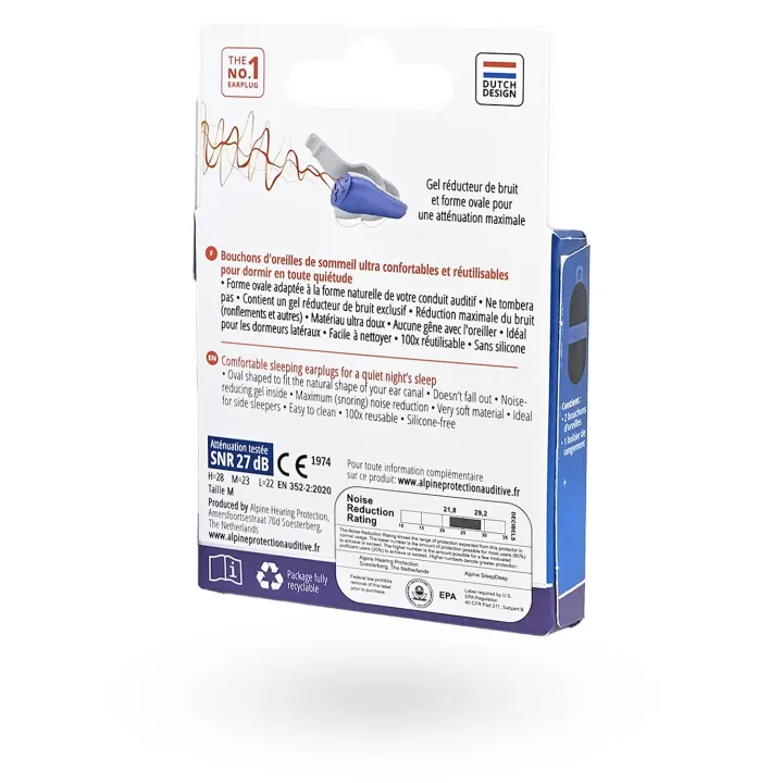 Alpine SleepDeep taille M – Bouchons d’oreilles sommeil anti-bruit 27 dB | Pharmacie en ligne