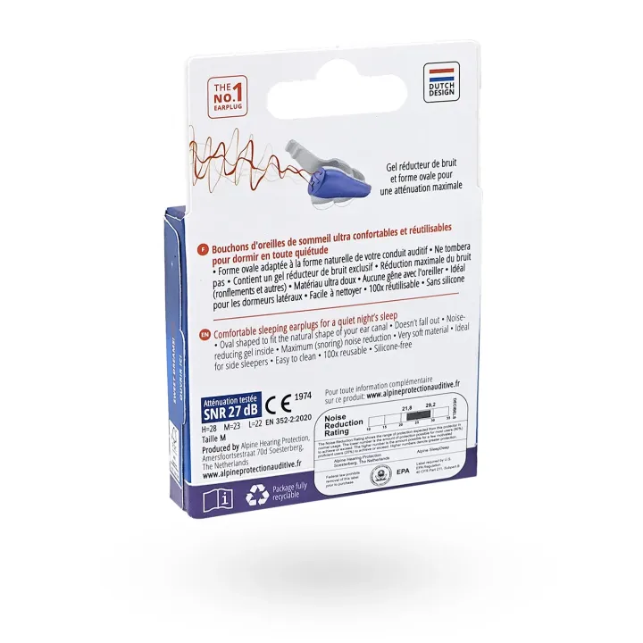 Alpine SleepDeep taille M – Bouchons d’oreilles sommeil anti-bruit 27 dB | Pharmacie en ligne
