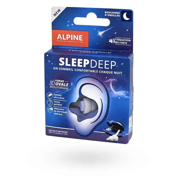 Alpine SleepDeep taille M – Bouchons d’oreilles sommeil anti-bruit 27 dB | Pharmacie en ligne