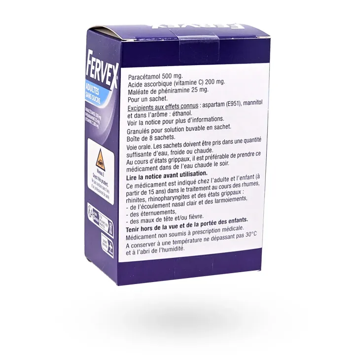 Fervex adultes sans sucre rhume état grippal 8 sachets | Pharmacie en ligne