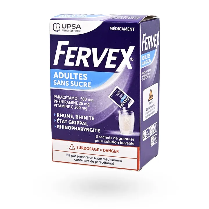Fervex adultes sans sucre rhume état grippal 8 sachets | Pharmacie en ligne