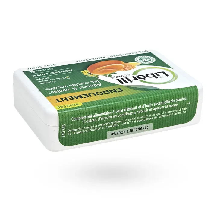 Libérill Gommes Enrouement Miel Citron Sans Sucre – Apaiser la gorge et la voix | Pharmacie en ligne