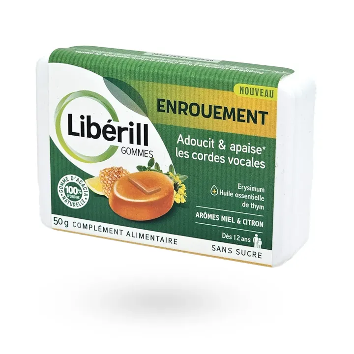 Libérill Gommes Enrouement Miel Citron Sans Sucre – Apaiser la gorge et la voix | Pharmacie en ligne